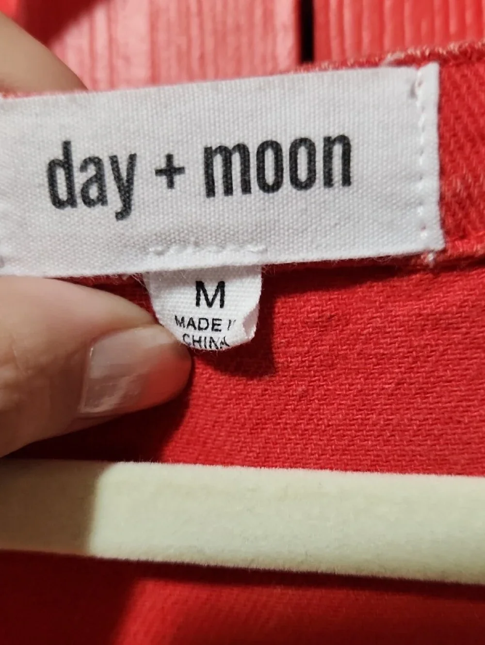 Sz M day + moon Red Button-Front Denim Mini Dress - Picture 3 of 6